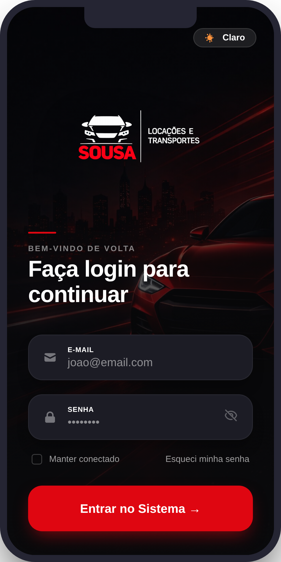 Mockup do App